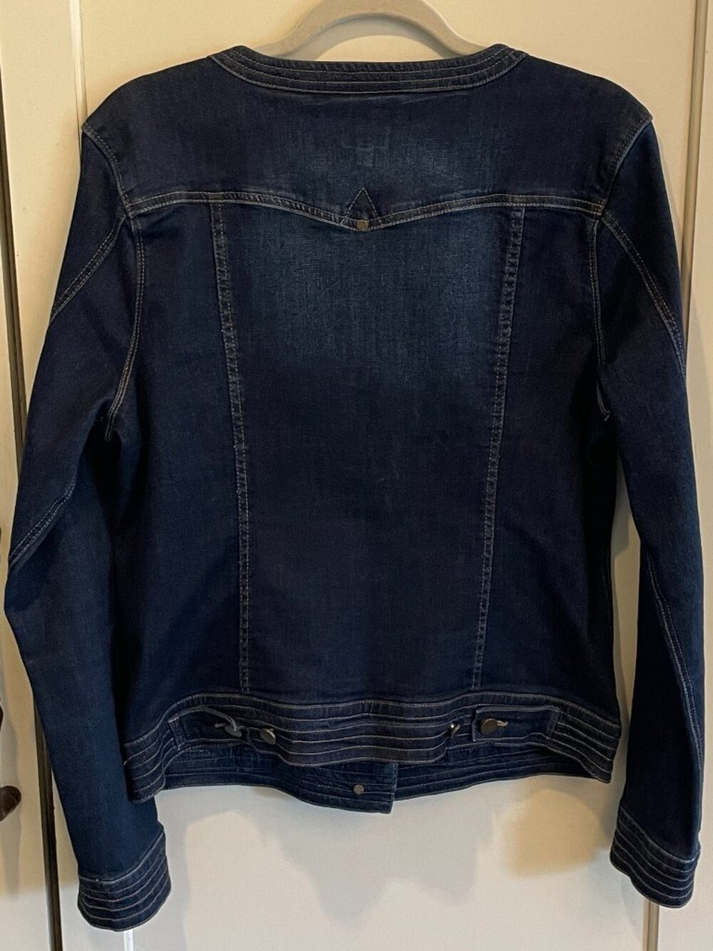 Liverpool Collarless Denim Jacket in Dark Wash Blue, Size XL - Picture 4 of 9